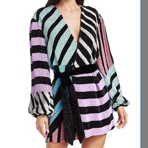 NWT RETROFETE Gabrielle Robe Sequin Wrap Dress XS